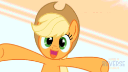 Size: 1280x720 | Tagged: safe, artist:reverse studios, part of a set, applejack, earth pony, pony, g4, animated, apple, cute, female, food, happy, hat, jackabetes, mare, solo