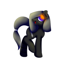 Size: 2500x2500 | Tagged: safe, artist:embroidered equations, oc, oc only, oc:innes, earth pony, pony, black coat, blue eyes, drawing tablet, glowing, glowing eyes, high res, lineless, ponified, simple background, solo, transparent background, wacom stylus, wacom tablet