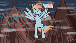 Size: 1280x720 | Tagged: safe, artist:brightsparkdev, rainbow dash, pegasus, pony, g4, 4th of july, american flag, american independence day, cute, dashabetes, female, flying, holiday, mare, smiling, solo, spread wings, wings