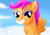 Size: 3508x2480 | Tagged: safe, artist:joycat, scootaloo, pony, g4, cloud, cute, female, food, gentlemen, high res, marshmallow, solo