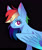 Size: 1600x1900 | Tagged: safe, alternate version, artist:inkstones, rainbow dash, pegasus, pony, g4, black background, eye clipping through hair, female, looking at you, mare, simple background, smiling, solo, spread wings, wings