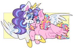 Size: 1325x861 | Tagged: safe, artist:mafubii, pinkie pie, rarity, alicorn, pegasus, pony, alicornified, female, heart eyes, holding hooves, lesbian, looking at each other, lying down, nuzzling, one eye closed, pegasus pinkie pie, princess rarity, race swap, raricorn, raripie, shipping, simple background, snuggling, transparent background, wingding eyes