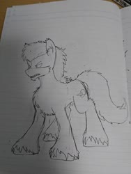 Size: 1080x1440 | Tagged: safe, artist:omegapony16, oc, oc only, hengstwolf, pony, werewolf, irl, lineart, lined paper, photo, solo, traditional art, unshorn fetlocks