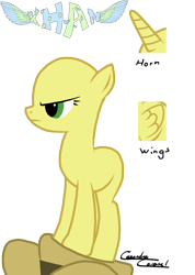 Size: 730x1024 | Tagged: safe, artist:beatlemaniaca, oc, oc only, earth pony, pony, base, earth pony oc, frown, hat, horn, signature, simple background, solo, text, transparent background, wings