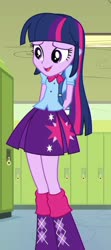 Size: 348x784 | Tagged: safe, screencap, twilight sparkle, alicorn, equestria girls, g4, my little pony equestria girls, backpack, clothes, cropped, cute, female, leg warmers, pleated skirt, skirt, solo, twilight sparkle (alicorn)