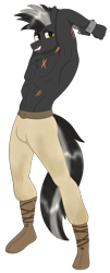 Size: 1430x3531 | Tagged: safe, artist:dyonys, oc, oc:grey iron, earth pony, anthro, armpits, belly button, belt, boots, clothes, crotch bulge, cuffs, handcuffed, looking at you, male, muscles, pants, partial nudity, scar, shoes, simple background, smiling, standing, topless, transparent background