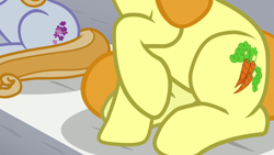 Size: 1920x1080 | Tagged: safe, screencap, carrot top, golden harvest, summer meadow, earth pony, pony, unicorn, 2 4 6 greaaat, g4, friendship student, raised hoof, sitting