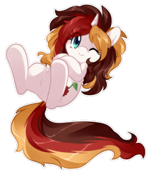 Size: 797x913 | Tagged: safe, artist:loyaldis, oc, oc only, oc:scarlet serenade, pony, unicorn, cute, female, hooves, mare, ocbetes, one eye closed, simple background, solo, transparent background, wink