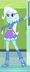 Size: 307x725 | Tagged: safe, screencap, trixie, equestria girls, equestria girls specials, g4, my little pony equestria girls: better together, my little pony equestria girls: forgotten friendship, boots, clothes, cropped, female, hoodie, shoes, skirt, solo