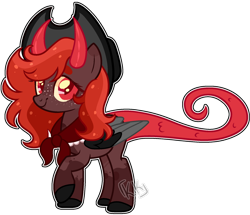 Size: 1280x1103 | Tagged: safe, artist:kurosawakuro, oc, oc only, hybrid, base used, clothes, cowboy hat, female, freckles, hat, horns, interspecies offspring, magical gay spawn, mare, offspring, parent:big macintosh, parent:discord, parents:discomac, shawl, simple background, solo, transparent background, wings