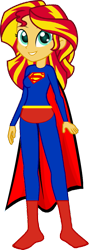 Size: 425x1200 | Tagged: safe, sunset shimmer, equestria girls, g4, female, male, simple background, solo, supergirl, superman, transparent background
