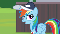 Size: 1920x1080 | Tagged: safe, screencap, rainbow dash, pegasus, pony, 2 4 6 greaaat, g4, coach rainbow dash, coaching cap, female, mare, solo, whistle, whistle necklace
