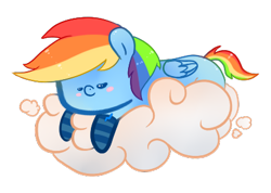 Size: 417x297 | Tagged: safe, artist:blacky-moon, rainbow dash, pegasus, pony, g4, cloud, cute, female, folded wings, lying down, mare, on a cloud, simple background, solo, transparent background, wings