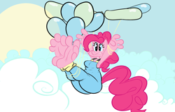 Size: 3065x1957 | Tagged: safe, artist:superyogtendo, pinkie pie, earth pony, pony, anthro, g4, 4 toes, armpits, balloon, barefoot, big feet, breasts, busty pinkie pie, feet, fetish, foot fetish, foot focus, tied