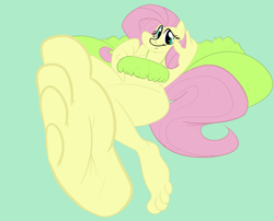 Size: 2725x2200 | Tagged: safe, artist:superyogtendo, fluttershy, human, pegasus, pony, anthro, g4, 4 toes, barefoot, breasts, busty fluttershy, feet, fetish, foot fetish, foot focus, high res, humanized