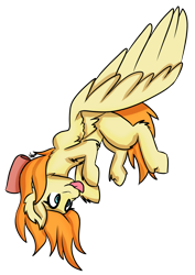 Size: 1417x2000 | Tagged: safe, artist:noxi1_48, oc, oc only, oc:deliambre, pegasus, pony, bow, ear fluff, hair bow, simple background, solo, tongue out, transparent background