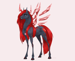 Size: 1280x1040 | Tagged: safe, artist:dementra369, oc, oc only, oc:obsidian blossom, crystal pony, pony, crystal, female, hoers, mare, red and black oc, simple background, solo
