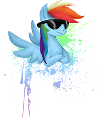 Size: 400x476 | Tagged: safe, artist:kaizerin, rainbow dash, pegasus, pony, g4, bust, cool, crossed hooves, female, mare, simple background, smiling, solo, spread wings, sunglasses, transparent background, wings