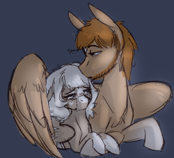Size: 1532x1394 | Tagged: safe, artist:b(r)at, oc, oc:coffee creamtrain, oc:geartrain, pegasus, pony, coffeetrain, comforting, crying, female, husband and wife, male, mare, stallion, vent art
