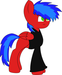 Size: 2477x3000 | Tagged: safe, artist:flame starkly, artist:onil innarin, oc, oc:flame pepper, demon, demon pony, original species, pegasus, pony, black sweater, high res, simple background, transparent background