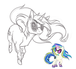 Size: 900x818 | Tagged: safe, artist:28gooddays, dj pon-3, vinyl scratch, pony, g4, female, glasses, rainbow power, sketch, solo