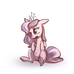 Size: 507x507 | Tagged: safe, artist:28gooddays, diamond tiara, earth pony, pony, g4, confused, female, filly, missing cutie mark, open mouth, simple background, sitting, solo, white background