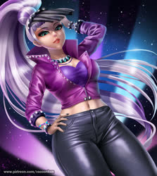 Size: 900x1010 | Tagged: safe, artist:racoonsan, coloratura, human, g4, beautiful, belly button, bracelet, breasts, busty coloratura, cleavage, countess coloratura, female, hand on hip, humanized, jewelry, looking at you, midriff, nail polish, necklace, solo