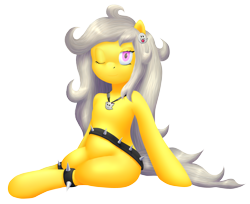 Size: 3703x3022 | Tagged: artist needed, safe, oc, oc only, oc:spettra, oc:spokey, earth pony, ghost, ghost pony, pony, blinking, brooch, female, high res, jewelry, necklace, one eye closed, rule 63, simple background, spiked anklets, spiked belt, transparent background, wink