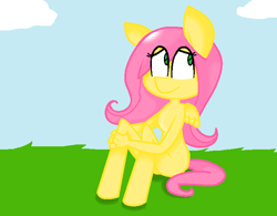 Size: 730x568 | Tagged: safe, artist:tvcrip, artist:tvcrip05, fluttershy, pegasus, anthro, g4, cute, fanart, female, forest, paint, photo, solo