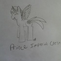 Size: 640x640 | Tagged: safe, artist:imperial_crest, oc, oc only, oc:imperial crest, alicorn, pony, alicorn oc, drawing, horn, male, solo, stallion