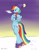 Size: 1024x1304 | Tagged: safe, artist:rockhoppr3, rainbow dash, pegasus, semi-anthro, g4, barbie doll anatomy, beanie, beanie hat, boots, clothes, featureless crotch, female, hat, hug, scarf, self-hugging, shoes, solo, winghug