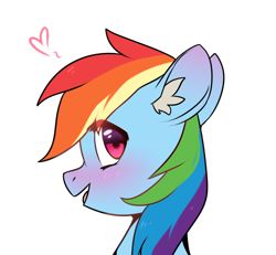 Size: 1280x1182 | Tagged: safe, artist:ghst-qn, rainbow dash, pony, blushing, bust, cute, dashabetes, ear fluff, female, floating heart, heart, mare, open mouth, portrait, profile, solo