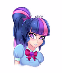 Size: 2700x3200 | Tagged: safe, alternate version, artist:melliedraws, sci-twi, twilight sparkle, human, equestria girls, g4, blushing, female, high res, humanized, simple background, smiling, smiling at you, solo, white background