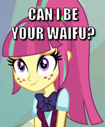 Size: 377x455 | Tagged: safe, sour sweet, equestria girls, g4, caption, cute, image macro, meme, question, sourbetes, text