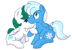 Size: 1826x1280 | Tagged: safe, artist:zalakir, oc, oc only, oc:bluebreeze, oc:zephyr, 2020 community collab, derpibooru community collaboration, fanfic:zephyr, duo, holding hooves, looking at you, smiling, transparent background