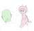 Size: 1806x1668 | Tagged: safe, artist:flotsam, oc, oc only, oc:anon, bat pony, human, pony, heart eyes, looking at each other, simple background, sitting, white background, wide eyes, wingding eyes