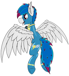 Size: 2038x2230 | Tagged: safe, artist:kamithepony, oc, oc only, oc:kami, pegasus, pony, 2020 community collab, derpibooru community collaboration, clothes, flying, goggles, high res, simple background, solo, transparent background, uniform, wonderbolts, wonderbolts uniform