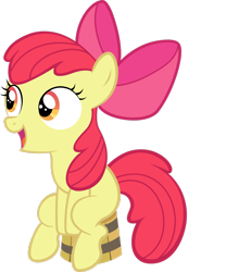 Size: 2234x2685 | Tagged: safe, artist:sunran80, apple bloom, earth pony, pony, g4, apple bloom's bow, bow, bucket, female, filly, hair bow, high res, leaning forward, open mouth, simple background, sitting, solo, transparent background, vector