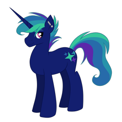 Size: 1280x1280 | Tagged: safe, artist:thr3eguess3s, oc, oc only, oc:flashbang, pony, unicorn, cutie mark, ear piercing, horn, long horn, magical lesbian spawn, offspring, parent:rainbow dash, parent:sunset shimmer, parents:sunsetdash, piercing, simple background, solo, transparent background