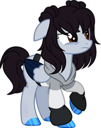 Size: 900x1135 | Tagged: safe, artist:space-higanbana, oc, oc only, oc:shooting star (space-higanbana), pegasus, pony, clothes, female, hoodie, mare, show accurate, simple background, solo, transparent background, two toned wings, wings
