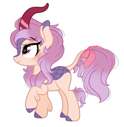 Size: 2502x2575 | Tagged: safe, artist:emberslament, oc, oc only, oc:honey lilac, kirin, blushing, bow, cute, female, gradient mane, heart eyes, high res, kirin oc, simple background, solo, tail bow, transparent background, wingding eyes