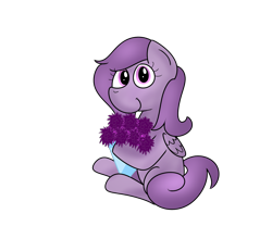 Size: 1200x1000 | Tagged: safe, artist:merpzy, oc, oc only, oc:velvet breeze, pegasus, pony, 2020 community collab, derpibooru community collaboration, bouquet, cute, female, flower, looking at you, mare, ocbetes, simple background, solo, transparent background
