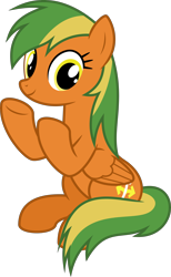 Size: 4000x6514 | Tagged: safe, artist:parclytaxel, oc, oc only, oc:naviga, pegasus, pony, 2020 community collab, derpibooru community collaboration, .svg available, absurd resolution, female, looking at you, mare, raised hoof, simple background, sitting, smiling, solo, transparent background, vector