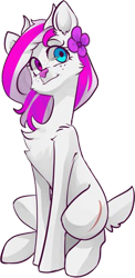 Size: 467x954 | Tagged: artist needed, safe, oc, oc only, oc:pinkydeer, pony, 2020 community collab, derpibooru community collaboration, chest fluff, flower, heterochromia, simple background, solo, transparent background