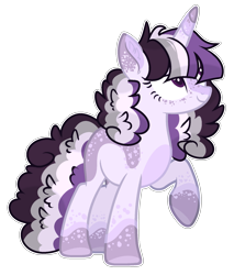 Size: 1491x1749 | Tagged: safe, artist:chococolte, oc, oc only, oc:lavender lust, pony, unicorn, female, mare, parent:twilight sparkle, parents:canon x oc, raised hoof, simple background, smiling, solo, transparent background