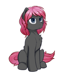 Size: 1000x1200 | Tagged: safe, alternate version, artist:soulfulmirror, derpibooru exclusive, oc, oc only, oc:soulful mirror, earth pony, pony, 2020 community collab, derpibooru community collaboration, background removed, chest fluff, male, pink hair, pink mane, ponysona, simple background, sitting, solo, stallion, transparent background