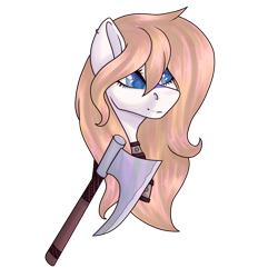 Size: 1920x1920 | Tagged: safe, artist:lunagalaxy2003, oc, oc only, oc:star north, earth pony, pony, axe, bust, female, mare, piercing, portrait, simple background, smiling, solo, tattoo, transparent background, vector, viking, viking axe, weapon