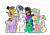 Size: 3600x2500 | Tagged: safe, artist:fig, oc, oc:boo, oc:caramel sketch, oc:fig, oc:purp, oc:seafoam breeze, oc:sleepyhead, oc:top hat, oc:ugly mug, earth pony, pegasus, pony, unicorn, 2020 community collab, derpibooru community collaboration, cute, family matters, group photo, guitar, high res, musical instrument, simple background, sitting, sleeping, smiling, transparent background