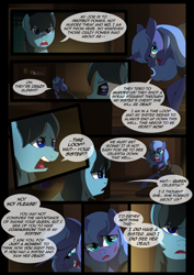 Size: 1240x1754 | Tagged: safe, artist:lunarcakez, princess luna, earth pony, pony, comic:the origins of hollow shades, g4, cloak, clothes, comic, crying, male, stallion