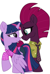 Size: 5992x8777 | Tagged: safe, alternate version, artist:ejlightning007arts, fizzlepop berrytwist, tempest shadow, twilight sparkle, alicorn, pony, unicorn, g4, absurd resolution, broken horn, clothes, cosplay, costume, crossover, disney, female, horn, judy hopps, lesbian, nick wilde, ship:tempestlight, shipping, simple background, smiling, transparent background, twilight sparkle (alicorn), zootopia